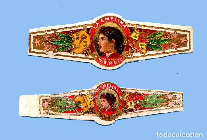 Sammlung von Banderolen: 2 VITOLAS ANTIGUAS - MARCA LA EMELINA (USA) - TEM&Aacute;TICA MUJERES