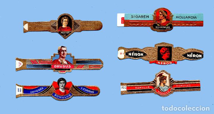 Sammlung von Banderolen: 6 VITOLAS ANTIGUAS - DISTINTAS MARCA - PROCEDENCIA EUROPEA - PERSONAJES IMPERIO ROMANO