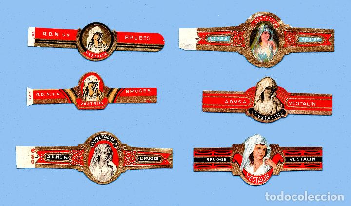 Sammlung von Banderolen: 6 VITOLAS ANTIGUAS - MARCA VESTALIN (B&Eacute;LGICA. BRUJAS) - TEM&Aacute;TICA MUJERES