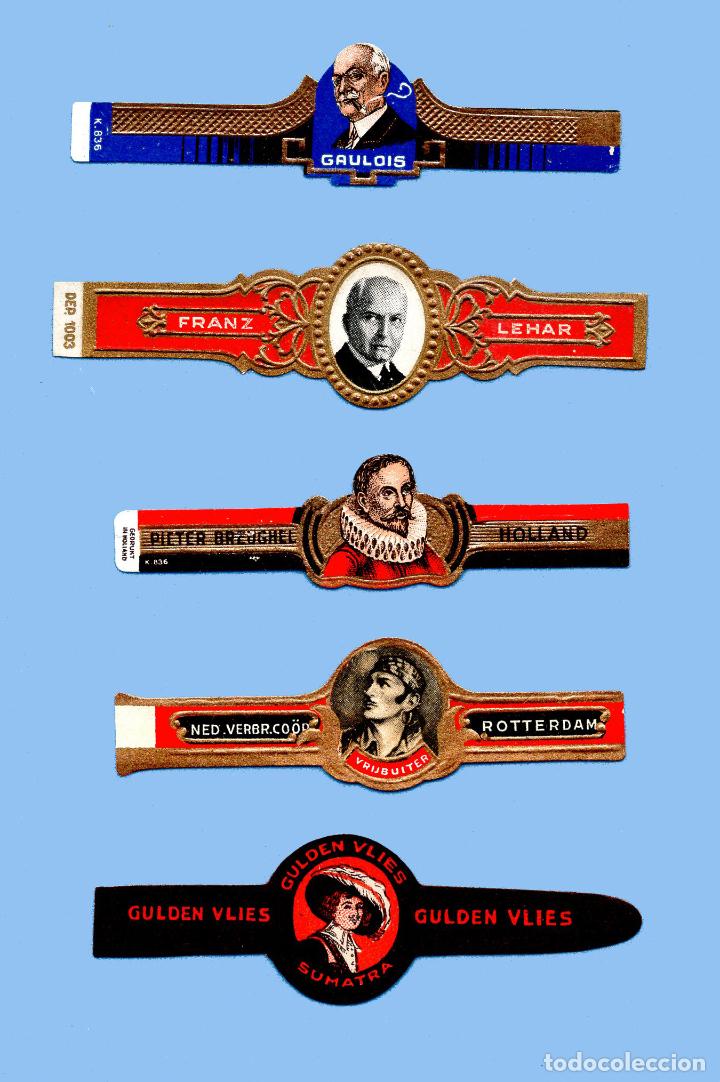 Sammlung von Banderolen: 5 VITOLAS ANTIGUAS - DISTINTAS MARCAS - TEM&Aacute;TICA HOMBRES