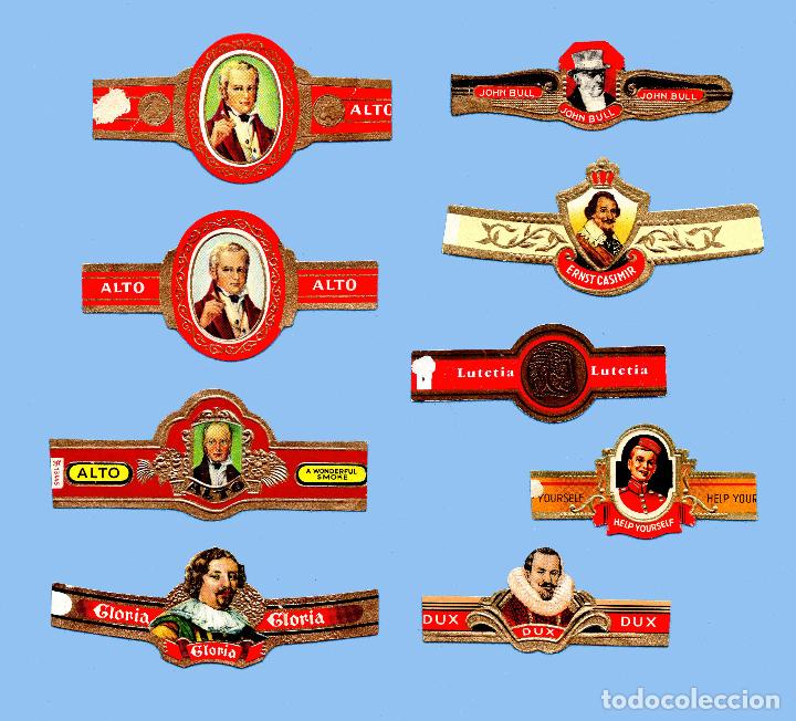 Sammlung von Banderolen: 9 VITOLAS ANTIGUAS - DISTINTAS MARCAS - TEM&Aacute;TICA HOMBRES