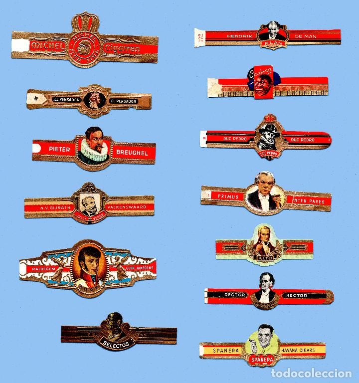 Sammlung von Banderolen: 13 VITOLAS ANTIGUAS - DISTINTAS MARCAS - TEM&Aacute;TICA HOMBRES