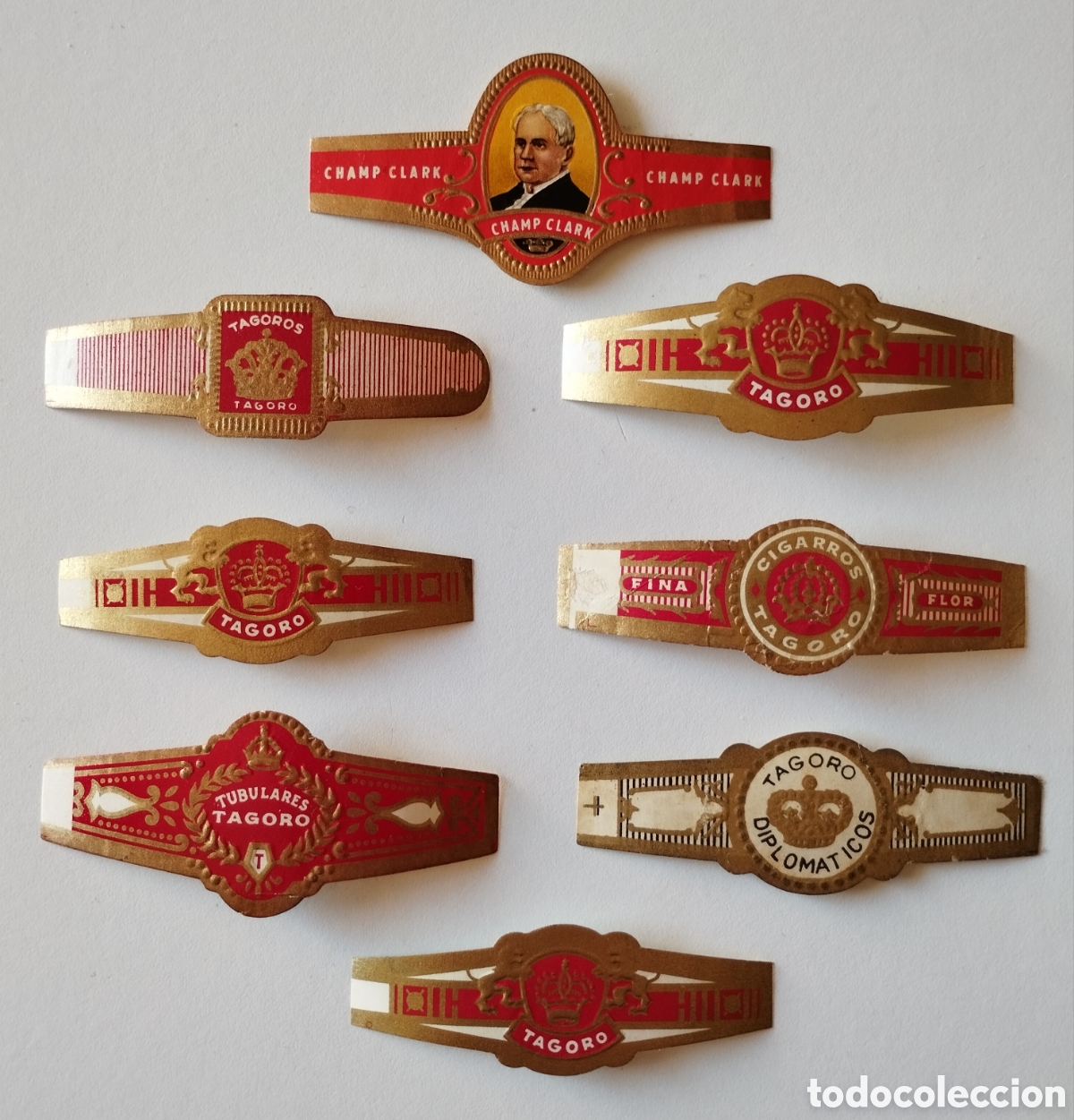 An&eacute;is de charuto de cole&ccedil;&atilde;o: LOTE COLECCI&Oacute;N DE 8 VITOLAS. 7 TAGORO Y 1 CHAMP CLARK