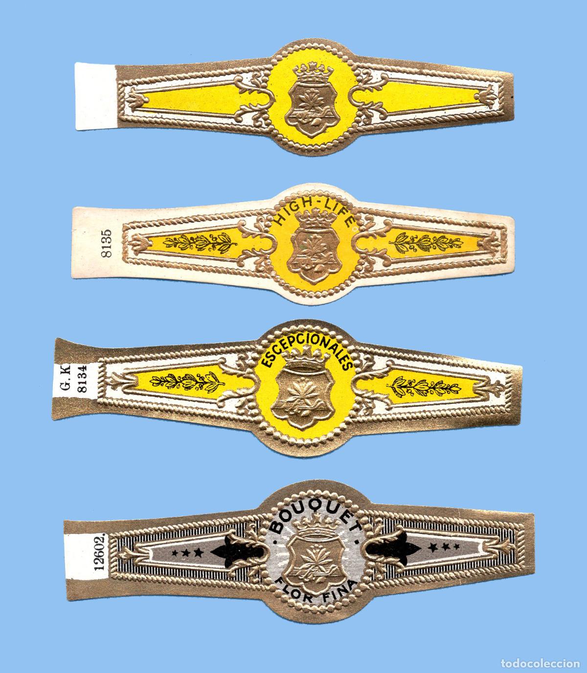 An&eacute;is de charuto de cole&ccedil;&atilde;o: 4 VITOLAS ANTIGUAS - SIN MARCA - TEM&Aacute;TICA ESCUDOS