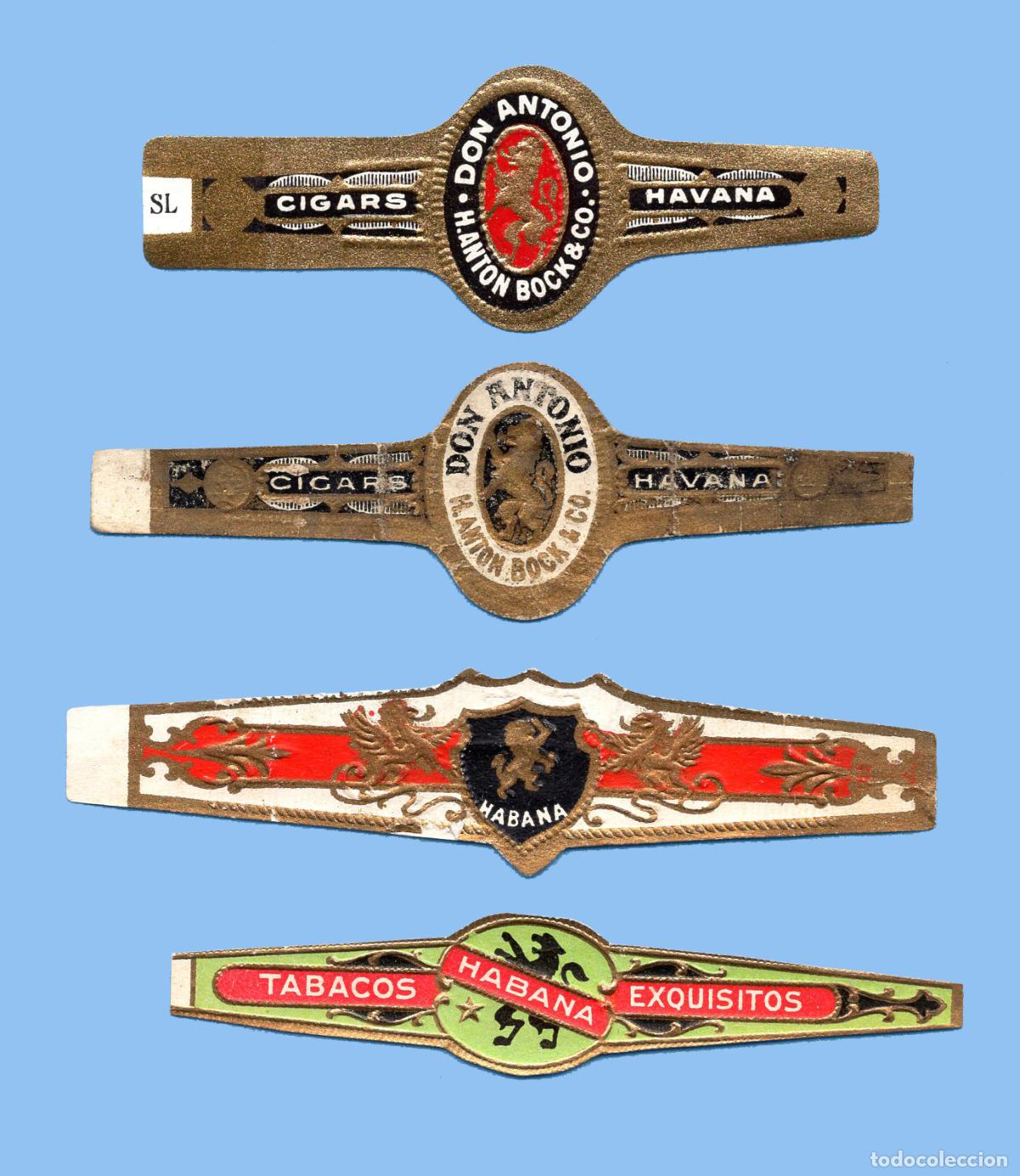 An&eacute;is de charuto de cole&ccedil;&atilde;o: 4 VITOLAS ANTIGUAS - MARCA DON ANTONIO. ANTON BOCK (2) - SIN MARCA (2) - LE&Oacute;N RAMPANTE