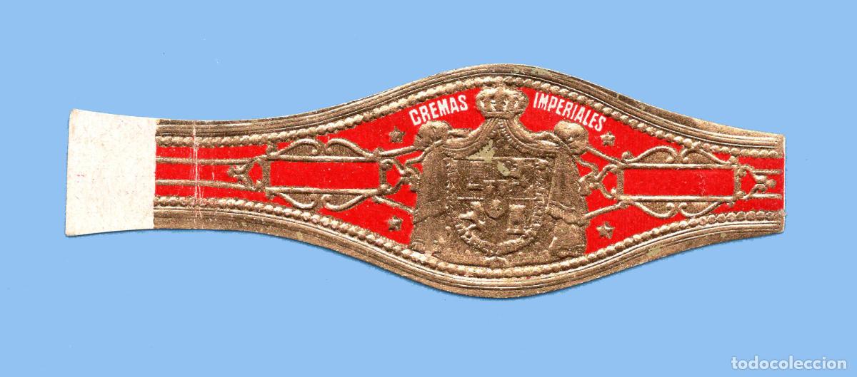 An&eacute;is de charuto de cole&ccedil;&atilde;o: VITOLA ANTIGUA - SIN MARCA - TEM&Aacute;TICA ESCUDOS - FONDO ROJO - CREMAS IMPERIALES