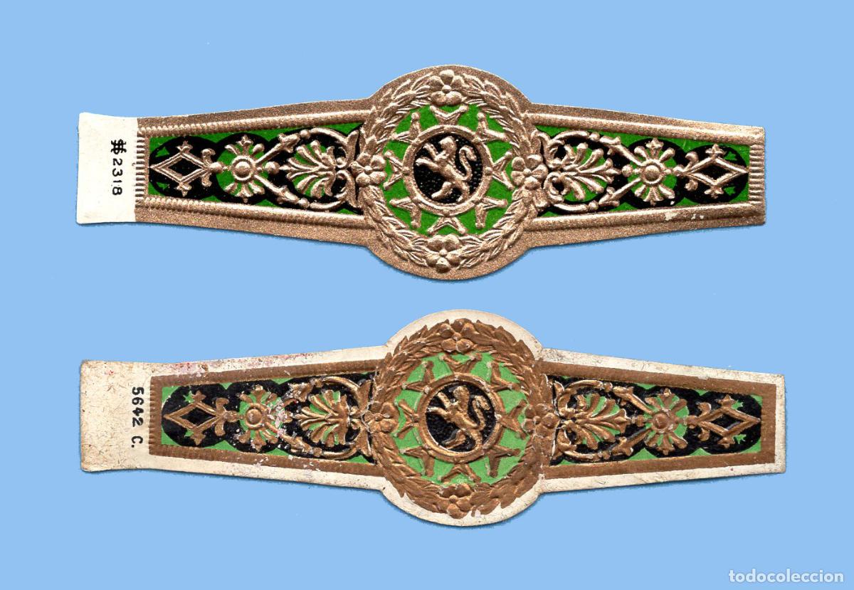 An&eacute;is de charuto de cole&ccedil;&atilde;o: 2 VITOLAS ANTIGUAS - SIN MARCA - TEM&Aacute;TICA HER&Aacute;LDICA - LE&Oacute;N RAMPANTE