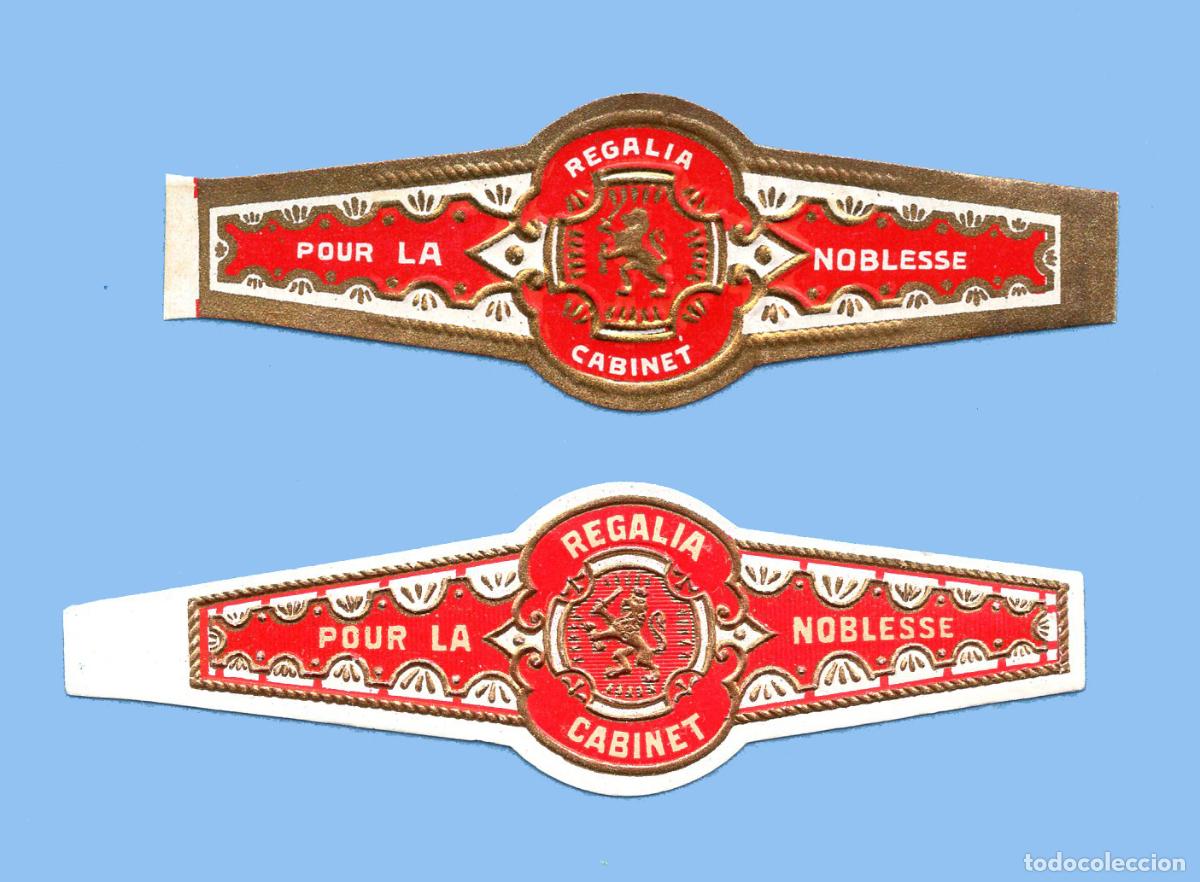 An&eacute;is de charuto de cole&ccedil;&atilde;o: 2 VITOLAS ANTIGUAS - SIN MARCA - TEM&Aacute;TICA HER&Aacute;LDICA - LE&Oacute;N RAMPANTE - POUR LA NOBLESSE