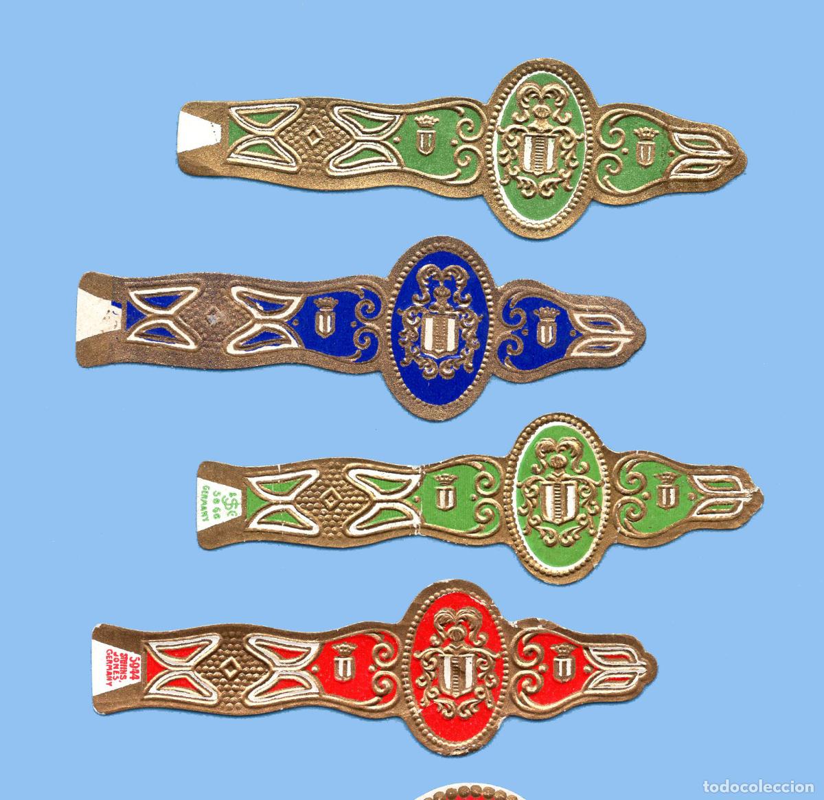 An&eacute;is de charuto de cole&ccedil;&atilde;o: 4 VITOLAS ANTIGUAS - SIN MARCA - TEM&Aacute;TICA HER&Aacute;LDICA - ESCUDO