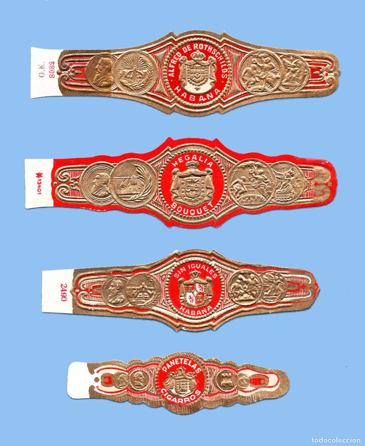 An&eacute;is de charuto de cole&ccedil;&atilde;o: 4 VITOLAS ANTIGUAS - SIN MARCA - TEM&Aacute;TICA HER&Aacute;LDICA - ESCUDO
