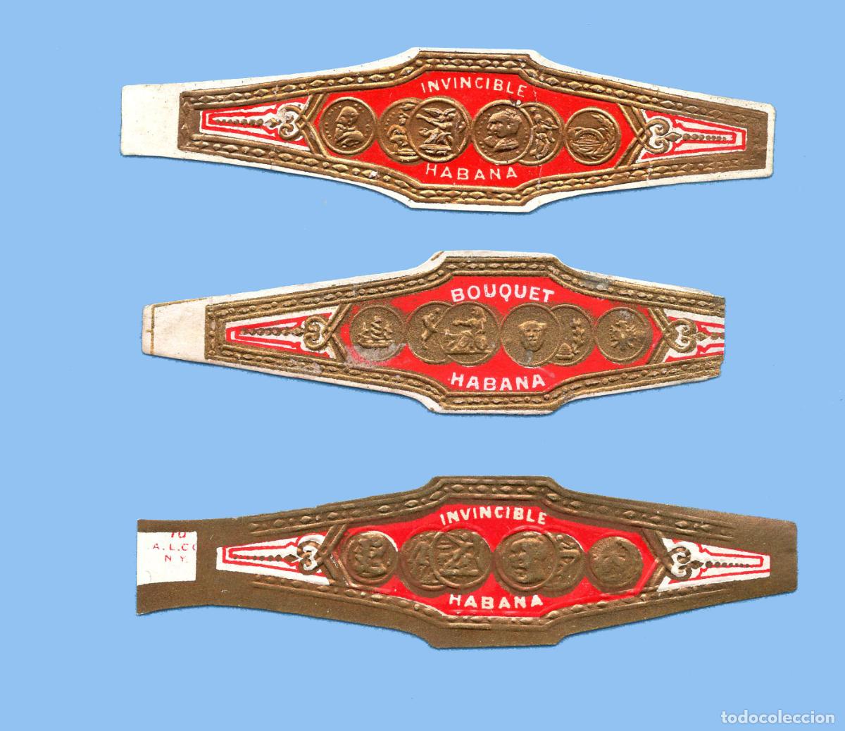 An&eacute;is de charuto de cole&ccedil;&atilde;o: 3 VITOLAS ANTIGUAS - SIN MARCA - TEM&Aacute;TICA MEDALLONES