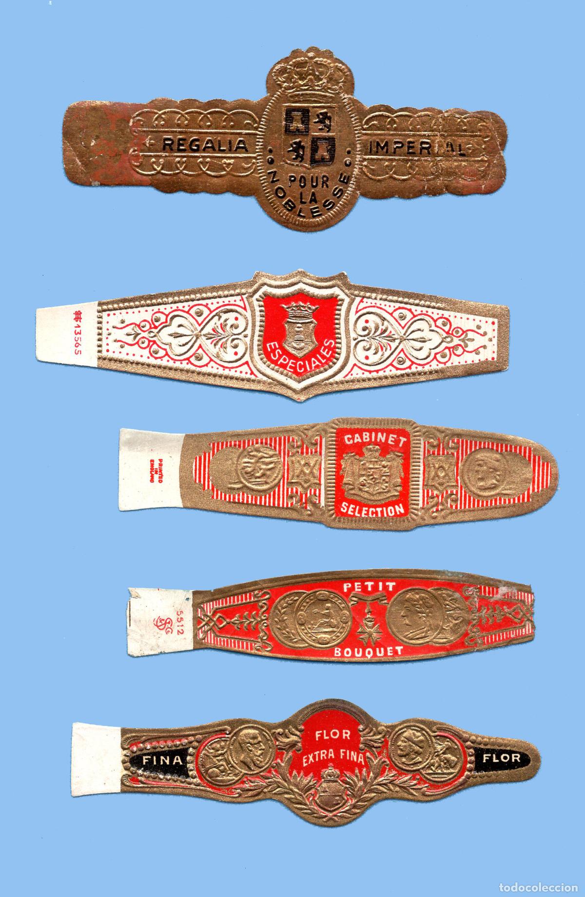 An&eacute;is de charuto de cole&ccedil;&atilde;o: 5 VITOLAS ANTIGUAS - SIN MARCA - TEM&Aacute;TICA ESCUDOS