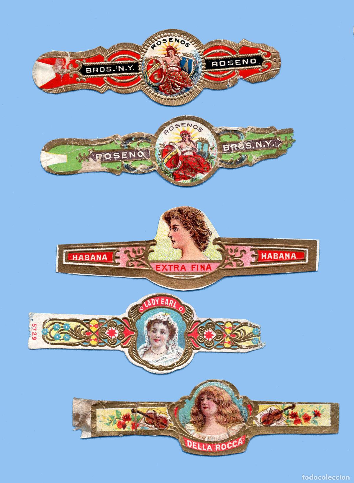 An&eacute;is de charuto de cole&ccedil;&atilde;o: 5 VITOLAS ANTIGUAS - PROCEDENCIA USA - TEM&Aacute;TICA MUJERES # 1