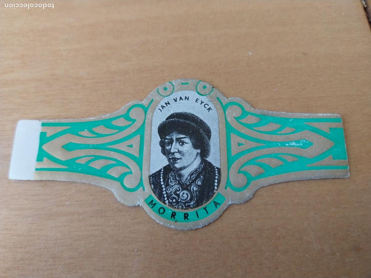 An&eacute;is de charuto de cole&ccedil;&atilde;o: JAN VAN EYCK VITOLA PROMO TABACO 8CM LARGO ORIGINAL VINTAGE 60&acute;S FONDO AZUL CLARO