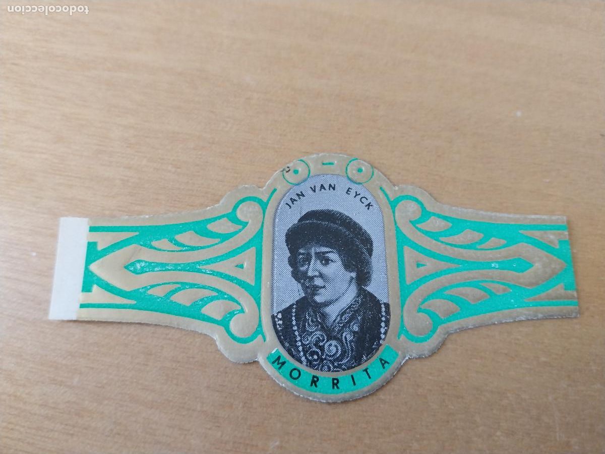 An&eacute;is de charuto de cole&ccedil;&atilde;o: JAN VAN EYCK VITOLA PROMO TABACO 8CM LARGO ORIGINAL VINTAGE 60&acute;S FONDO AZUL