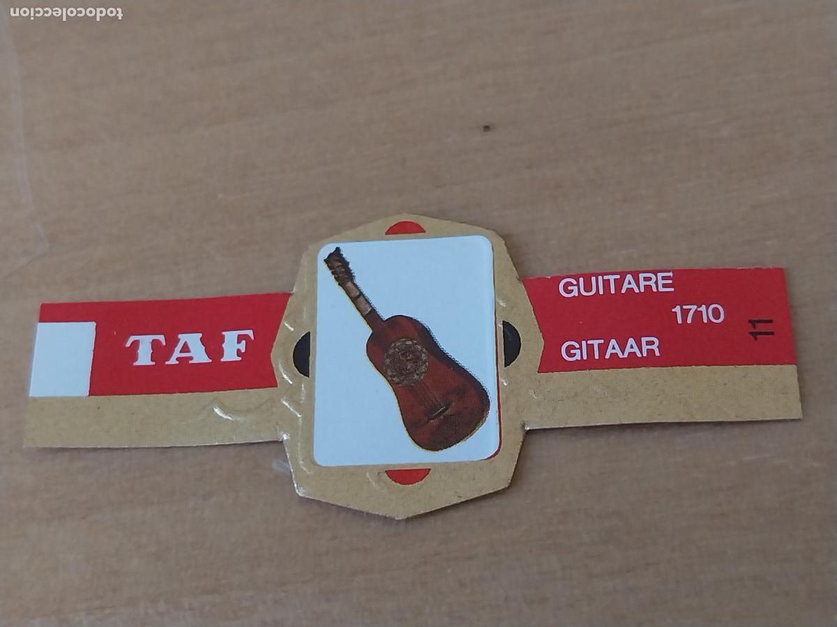 Bagues de cigare de collection: GUITARRA GUITARE 11 INSTRUMENTOS CUERDA PROMO TABACO VITOLA ANTIGUA ORIGINAL 5CM
