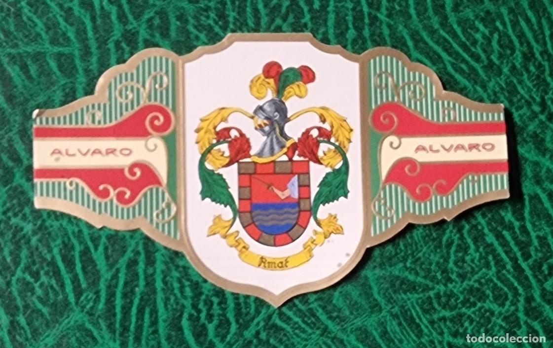 Vitolas de colecci&oacute;n: VITOLA ALVARO , SERIE III - HERALDICA -ESCUDO DEL APELLIDO AMAT
