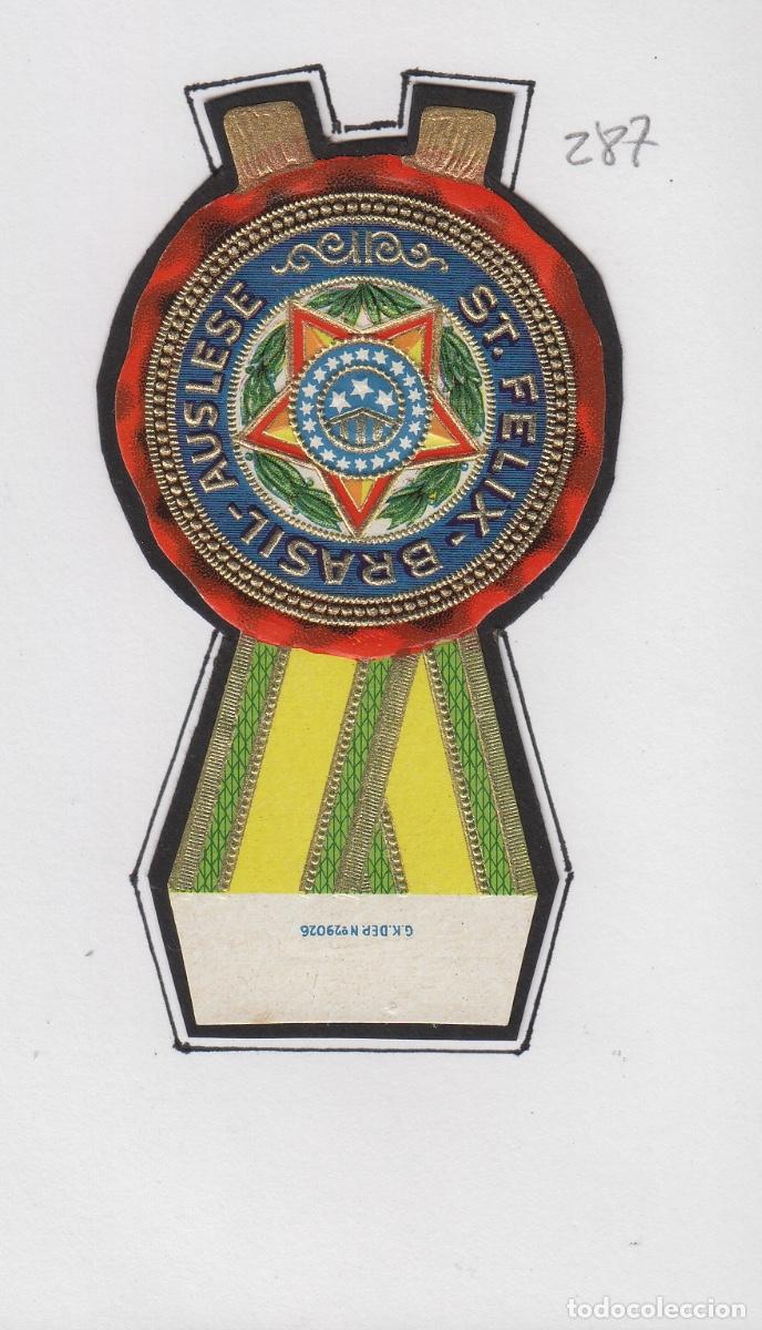 Collection cigar bands: BRASIL AUSLESE , ST FELIX - ETIQUETA HABILITACION DE TABACO . LITOGRAFIA VISTA