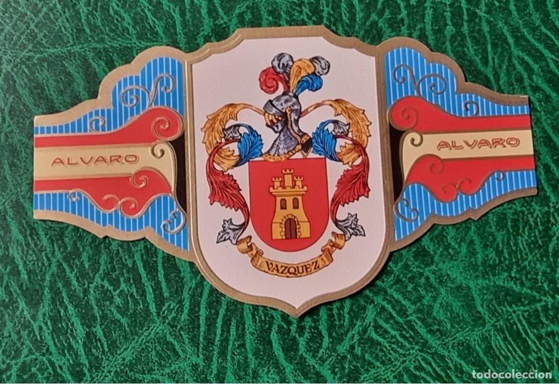 Bagues de cigare de collection: VITOLA ALVARO , SERIE II - HERALDICA -ESCUDO DEL APELLIDO VAZQUEZ