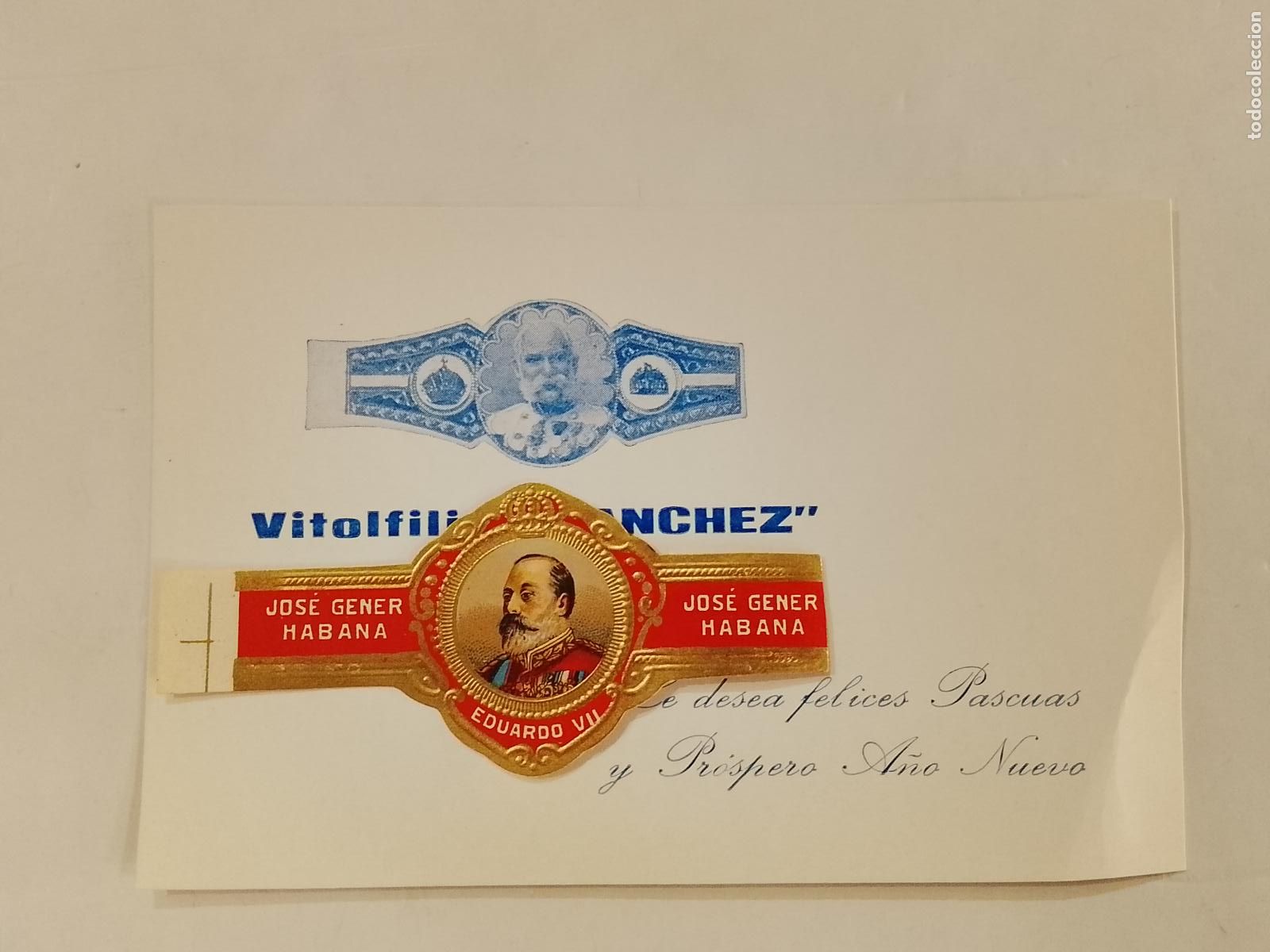 Vitolas de colecci&oacute;n: FELICITACION ANTIGUA CON VITOLA PEGADA - VITOFILIA SANCHEZ -VER FOTOS-(115.633)