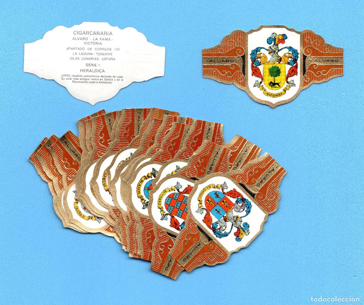 Vitolas de colecci&oacute;n: 24 VITOLAS ANTIGUAS - MARCA &Aacute;LVARO (CANARIAS) - HER&Aacute;LDICA SERIE I - TAMA&Ntilde;O PEQUE&Ntilde;O