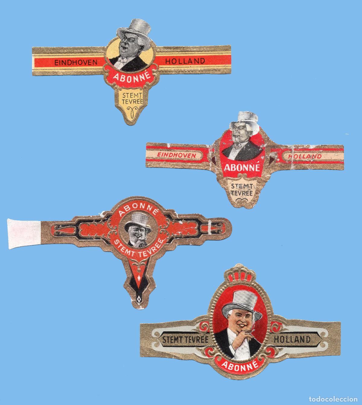 Vitolas de colecci&oacute;n: 4 VITOLAS ANTIGUAS - MARCA ABONEE (HOLANDA) - TEM&Aacute;TICA FUMADORES