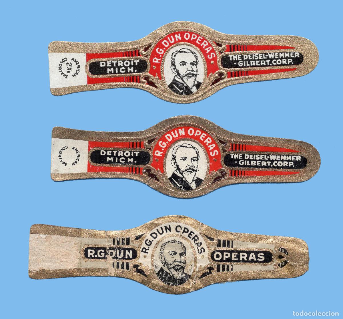 Vitolas de colecci&oacute;n: 3 VITOLAS ANTIGUAS - PROCEDENCIA USA - MARCA R.G. DUN OPERAS - PERSONAJE MASCULINO