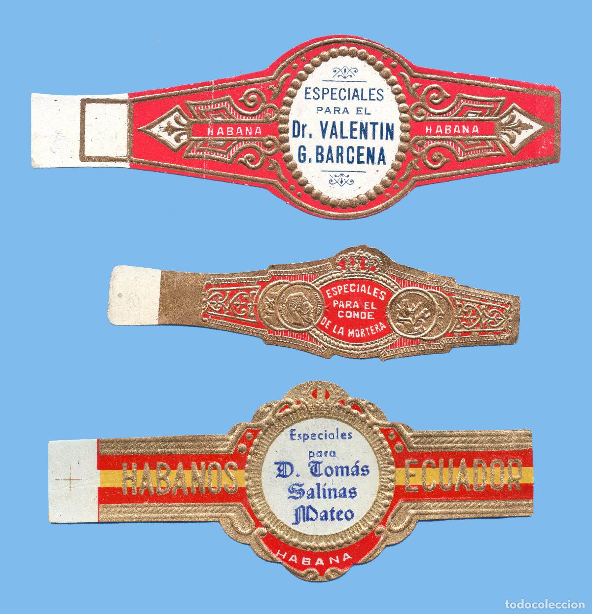 Vitolas de colecci&oacute;n: 3 VITOLAS CUBANAS ANTIGUAS - DISTINTAS MARCAS - PERSONALIZADAS