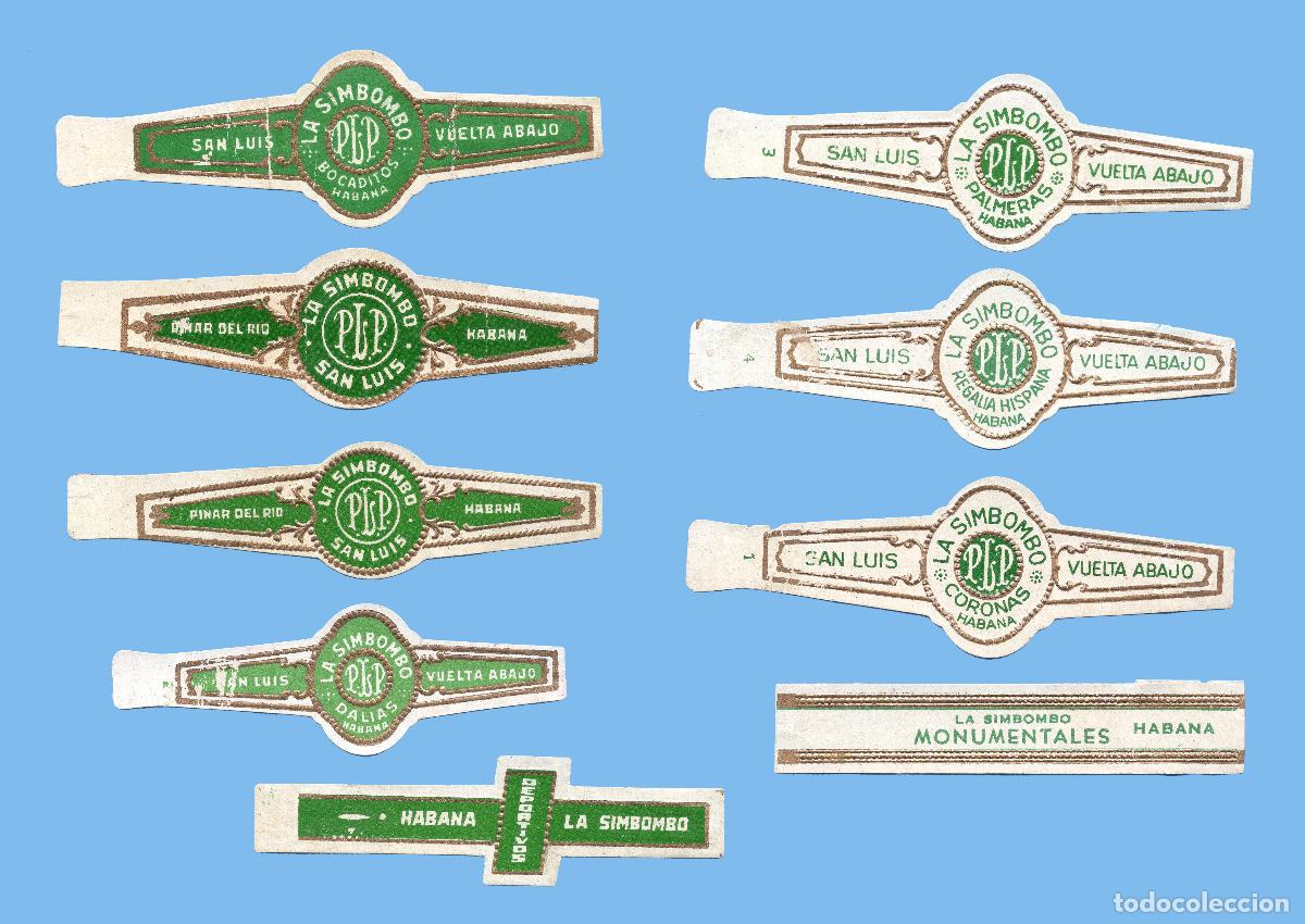 Vitolas de colecci&oacute;n: 9 VITOLAS CUBANAS ANTIGUAS - MARCA LA SIMBOMBO. SAN LUIS