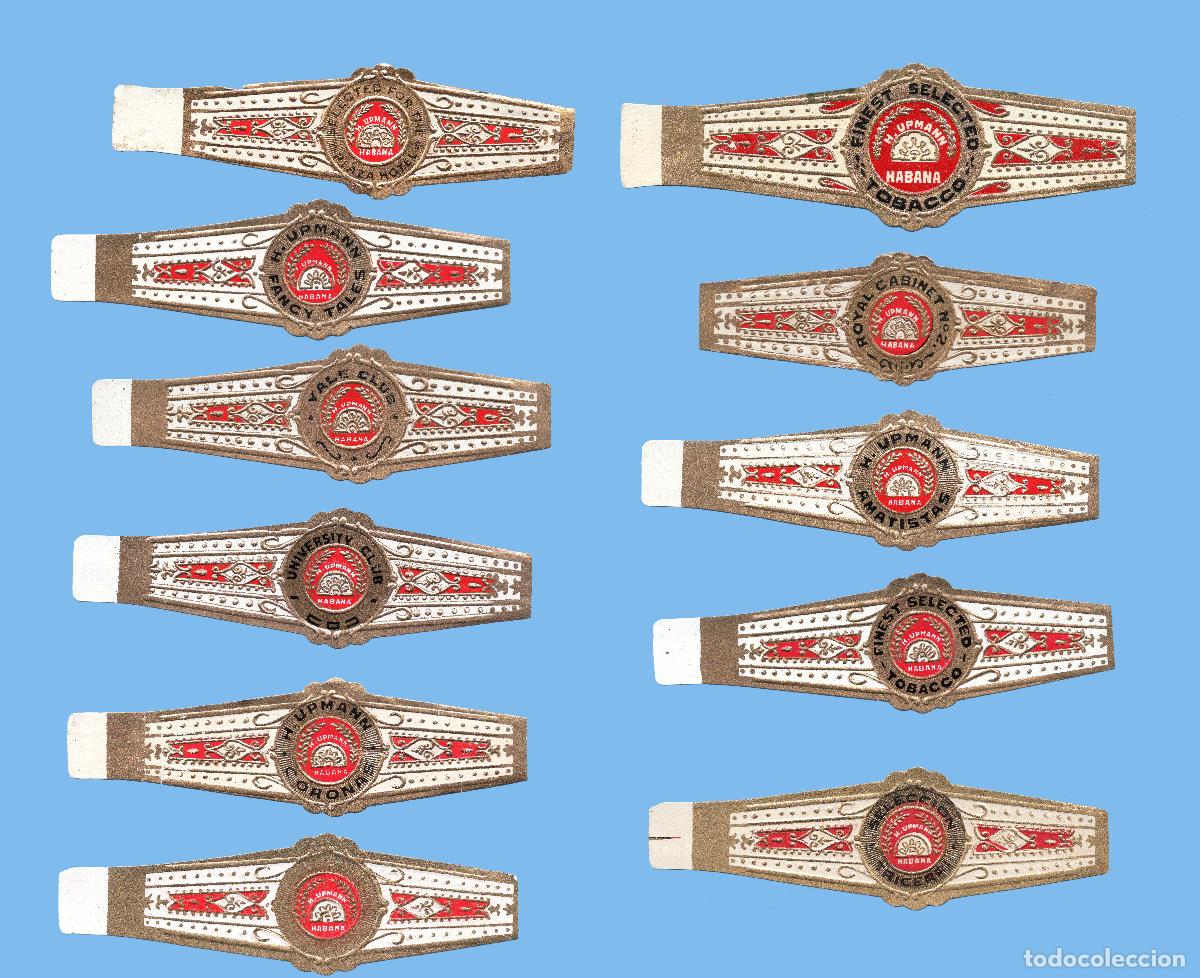 Vitolas de colecci&oacute;n: 11 VITOLAS CUBANAS ANTIGUAS - MARCA H. UPMANN - FORMATO T&Iacute;PICO DE LA MARCA (TODAS DISTINTAS)