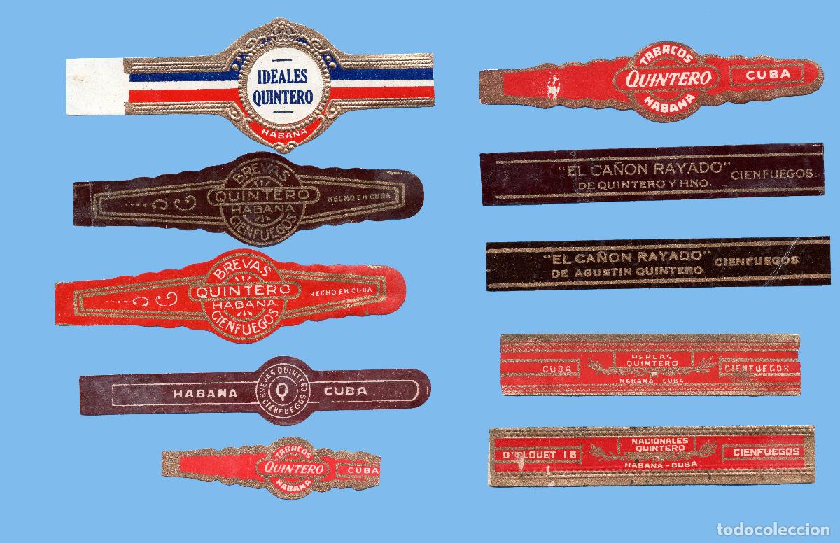 Vitolas de colecci&oacute;n: 10 VITOLAS CUBANAS ANTIGUAS - MARCA QUINTERO - CIENFUEGOS