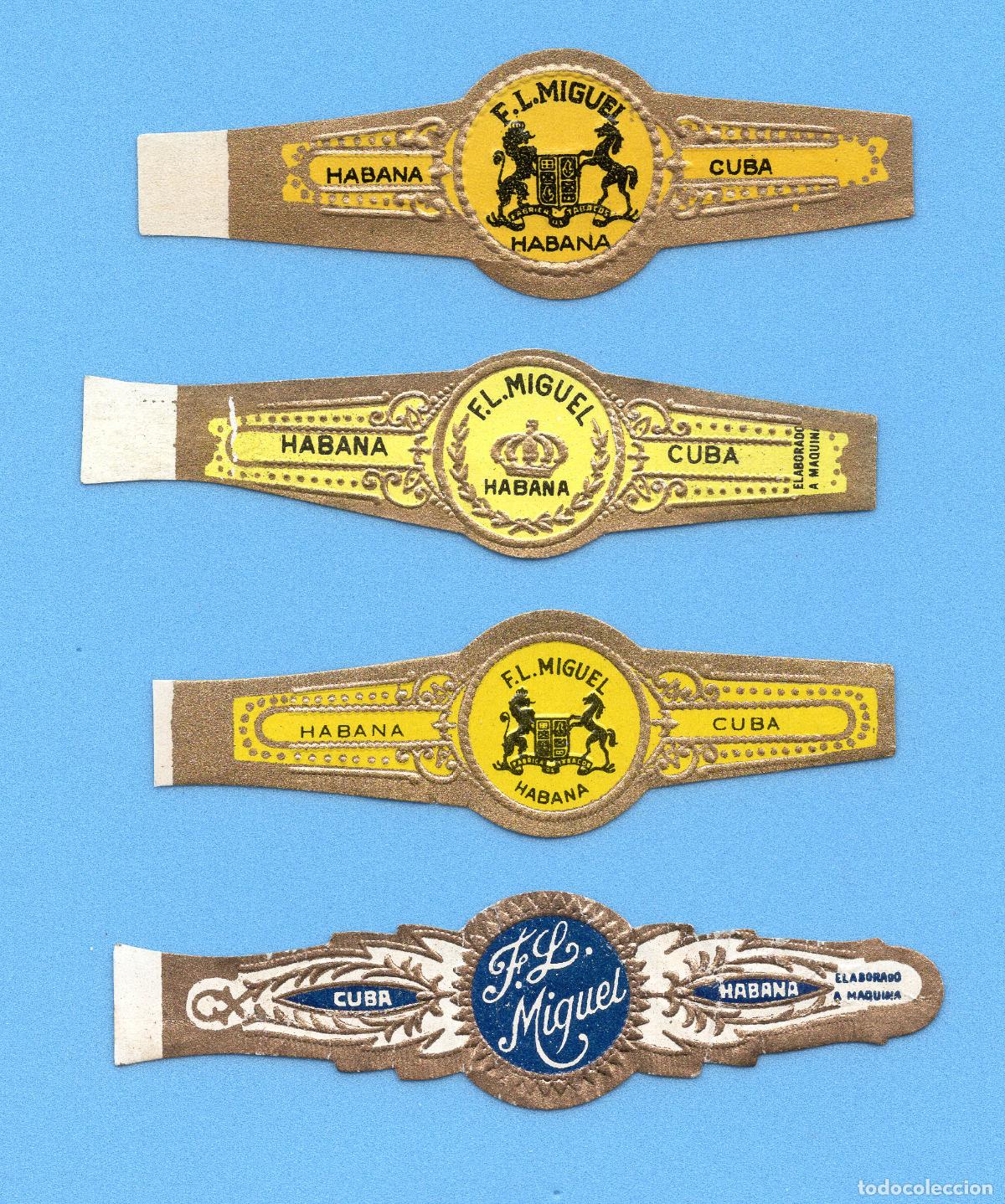 Vitolas de colecci&oacute;n: 4 VITOLAS CUBANAS ANTIGUAS - MARCA F. L. MIGUEL