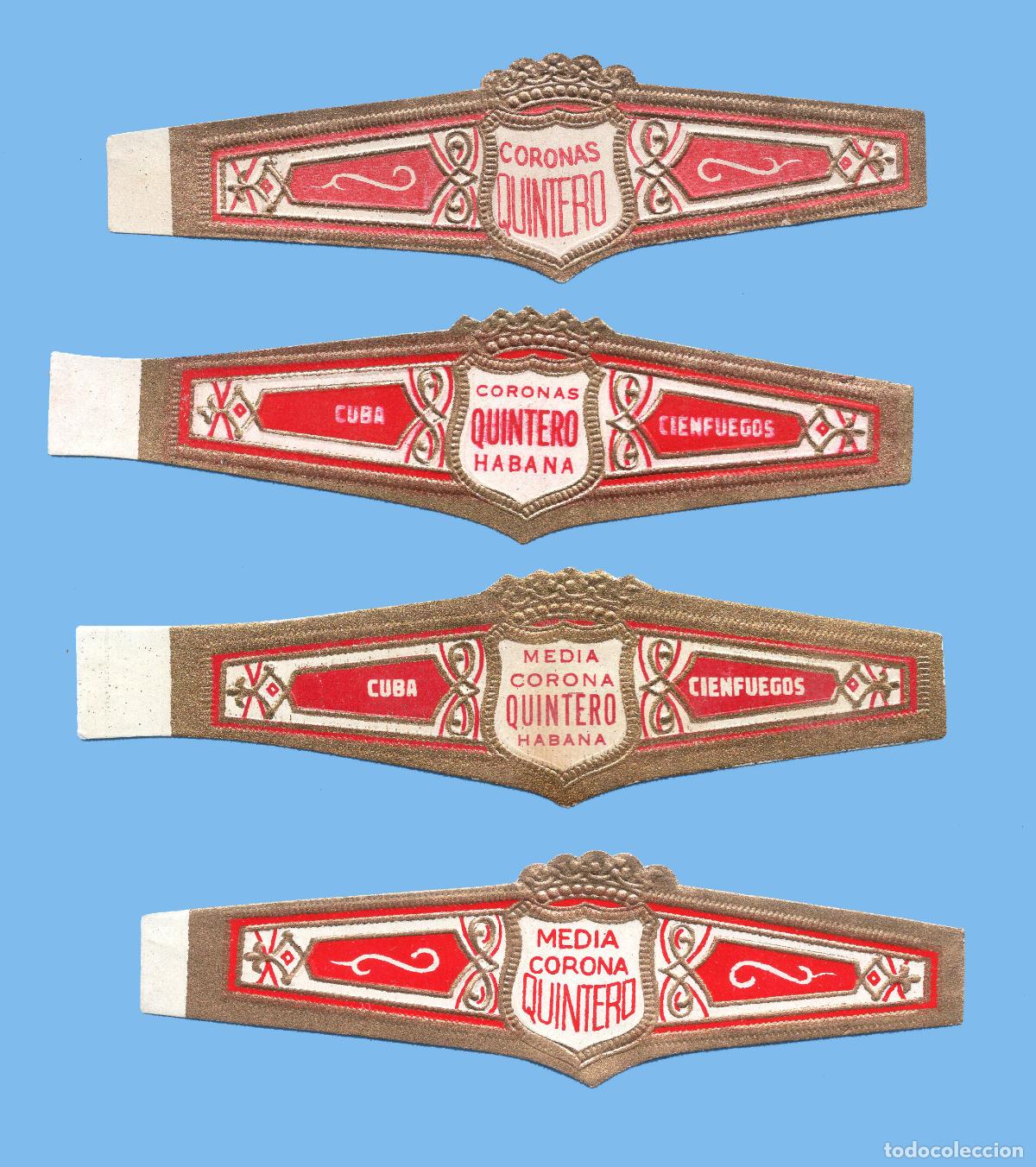 Vitolas de colecci&oacute;n: 4 VITOLAS CUBANAS ANTIGUAS - MARCA QUINTERO - CIENFUEGOS