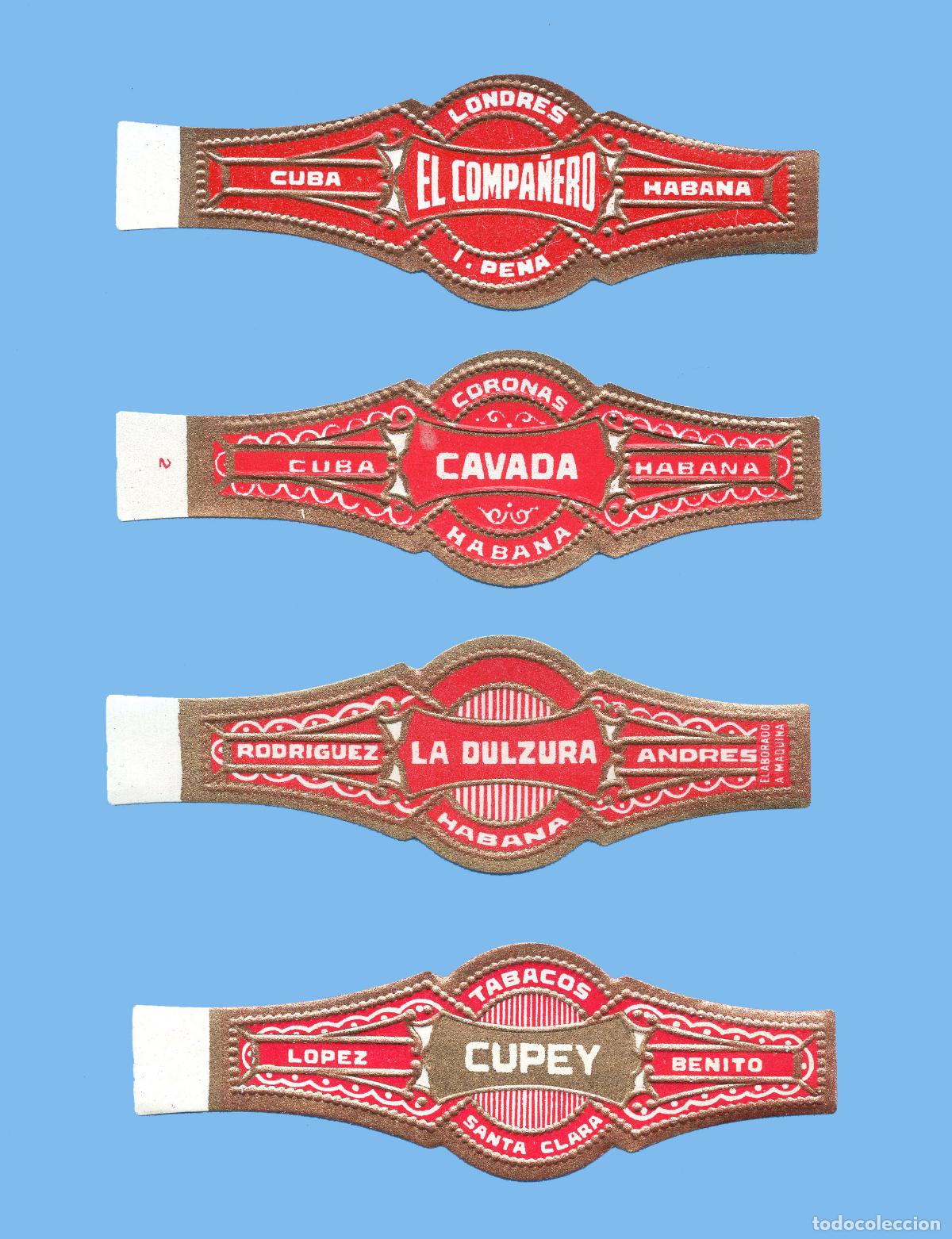 Vitolas de colecci&oacute;n: 4 VITOLAS CUBANAS ANTIGUAS (CHINCHALES) - MARCAS CUPEY, CAVADA, LA DULZURA Y EL COMPA&Ntilde;ERO