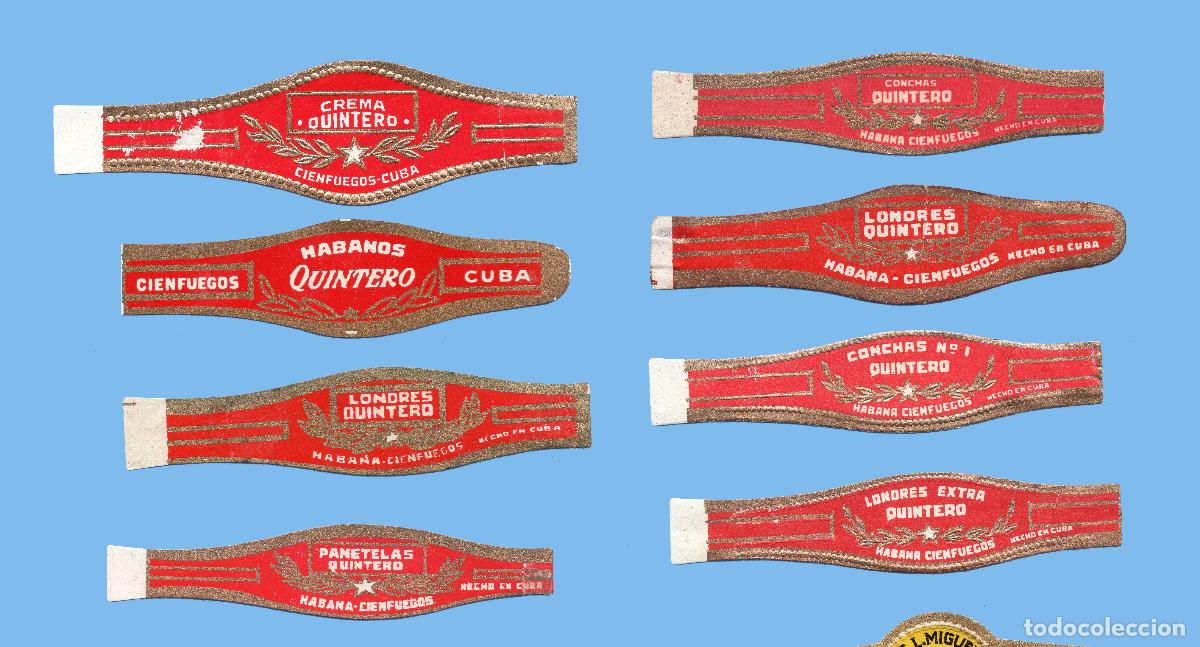 Vitolas de colecci&oacute;n: 8 VITOLAS CUBANAS ANTIGUAS - MARCA QUINTERO - CIENFUEGOS (TODAS DISTINTAS)