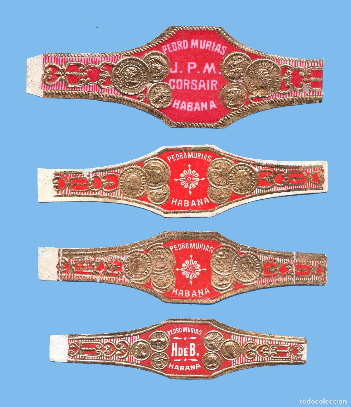 Vitolas de colecci&oacute;n: 4 VITOLAS CUBANAS ANTIGUAS - MARCA PEDRO MURIAS