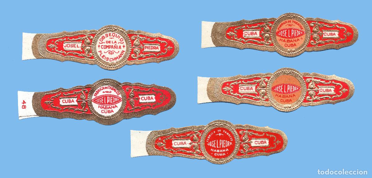 Vitolas de colecci&oacute;n: 5 VITOLAS CUBANAS ANTIGUAS - MARCA JOSE LUIS PIEDRA - FORMATO MEDIANO