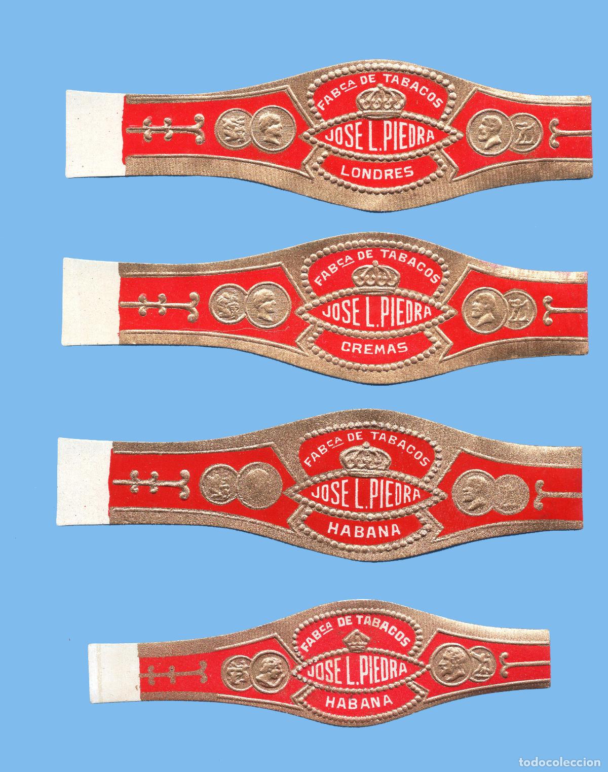 Vitolas de colecci&oacute;n: 4 VITOLAS CUBANAS ANTIGUAS - MARCA JOSE LUIS PIEDRA (TODAS DISTINTAS)
