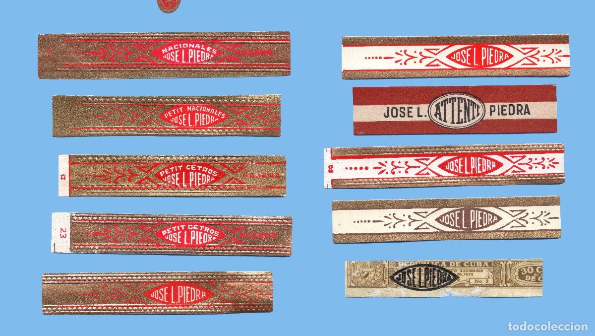 Vitolas de colecci&oacute;n: 10 VITOLAS CUBANAS ANTIGUAS (CINTILLOS) - MARCA JOSE LUIS PIEDRA (TODAS DISTINTAS)