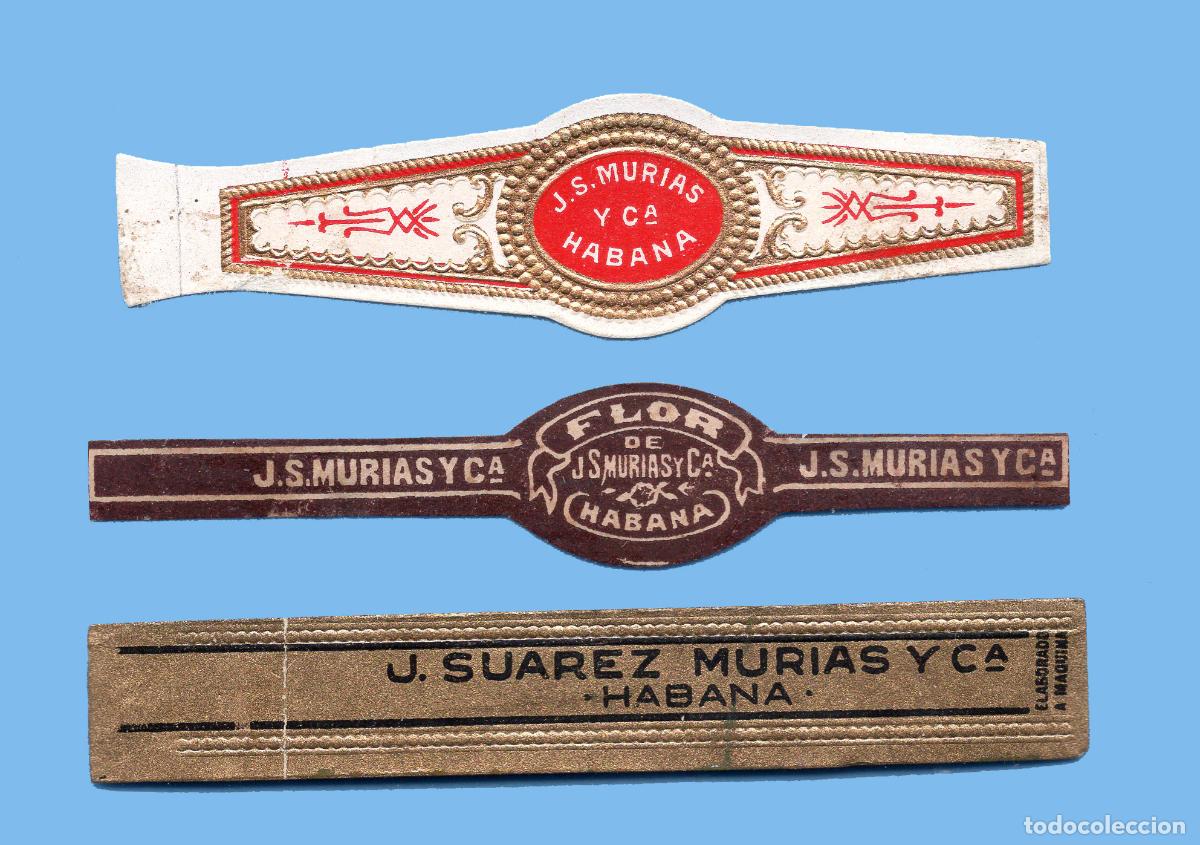 Vitolas de colecci&oacute;n: 3 VITOLAS CUBANAS ANTIGUAS - MARCA J. SUAREZ MURIAS Y CIA.