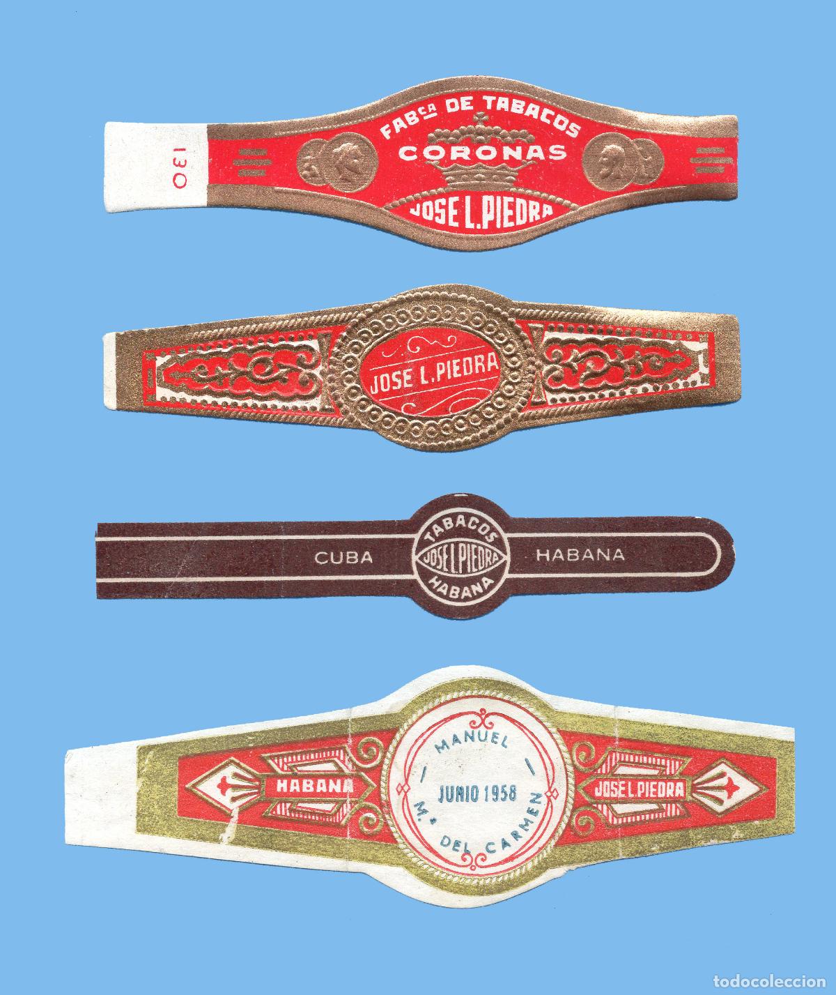 Vitolas de colecci&oacute;n: 4 VITOLAS CUBANAS ANTIGUAS - MARCA JOSE LUIS PIEDRA