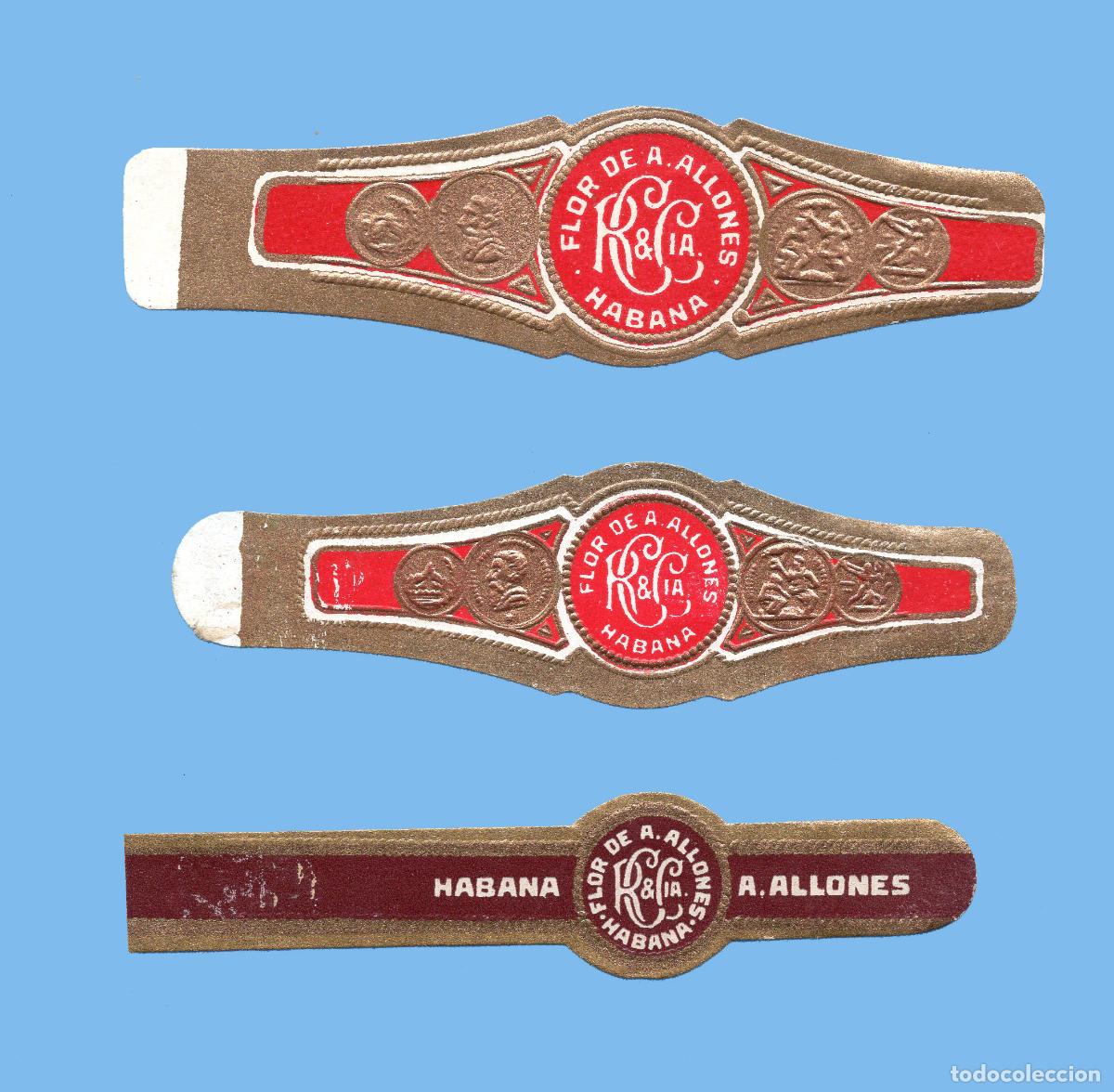 Vitolas de colecci&oacute;n: 3 VITOLAS CUBANAS ANTIGUAS - MARCA FLOR DE ALLONES