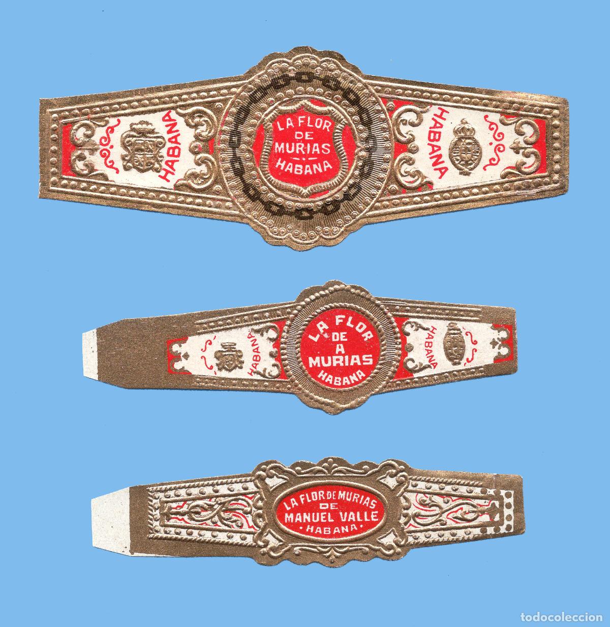 Vitolas de colecci&oacute;n: 3 VITOLAS CUBANAS ANTIGUAS - MARCA LA FLOR DE MURIAS - MANUEL VALLE