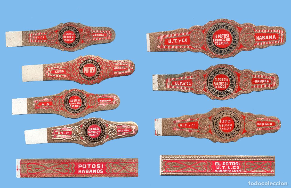Vitolas de colecci&oacute;n: 9 VITOLAS CUBANAS ANTIGUAS - MARCA EL POTOSI - U.T. Y CA.