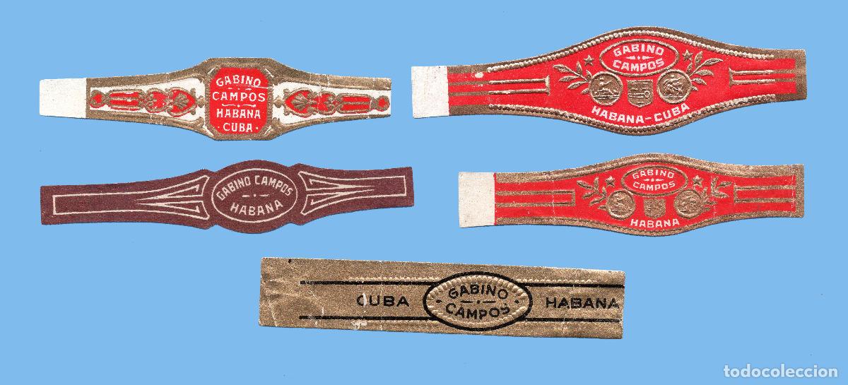 Vitolas de colecci&oacute;n: 5 VITOLAS CUBANAS ANTIGUAS - MARCA GABINO CAMPOS