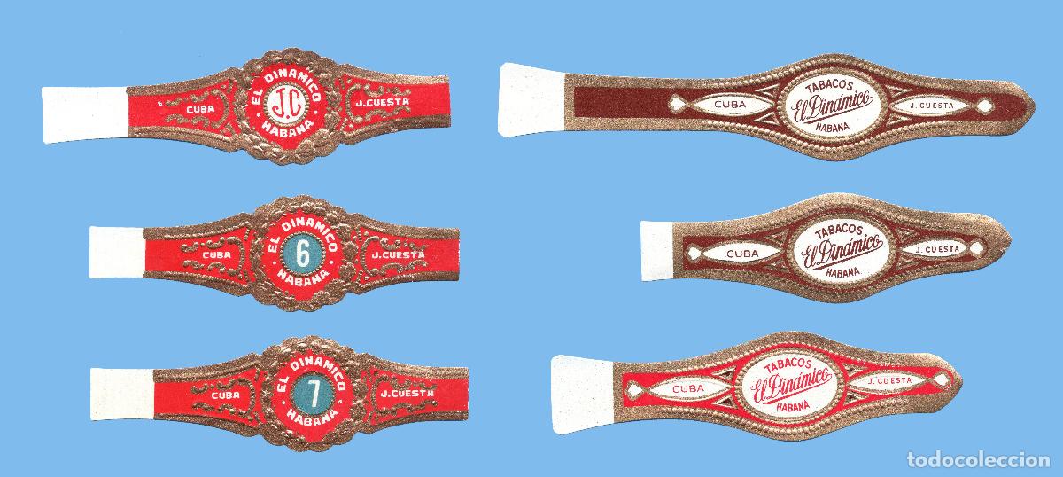Vitolas de colecci&oacute;n: 6 VITOLAS CUBANAS ANTIGUAS - MARCA EL DIN&Aacute;MICO - J. CUESTA
