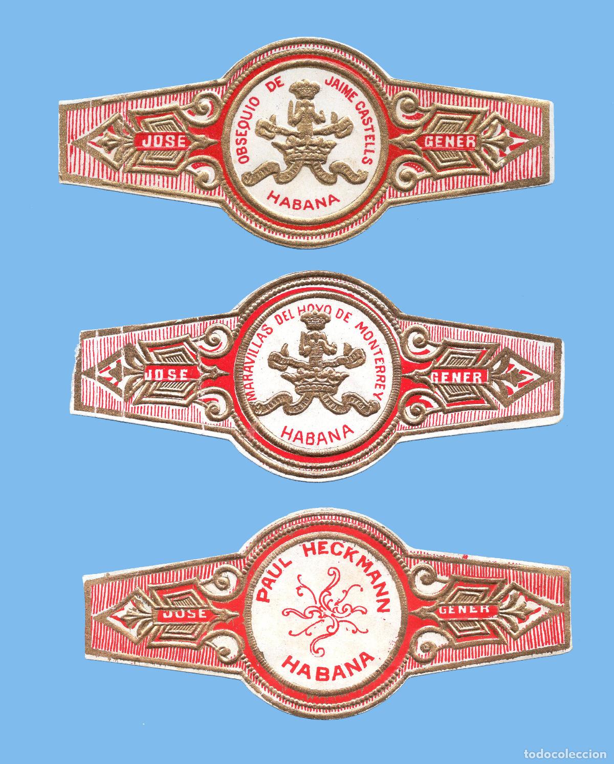 Vitolas de colecci&oacute;n: 3 VITOLAS CUBANAS ANTIGUAS - MARCA JOSE GENER