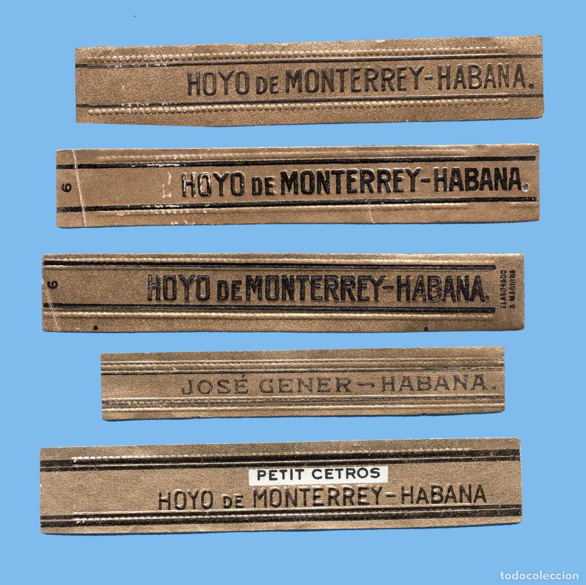 Vitolas de colecci&oacute;n: 5 VITOLAS CUBANAS ANTIGUAS (CINTILLOS) - MARCA JOSE GENER - HOYO DE MONTERREY