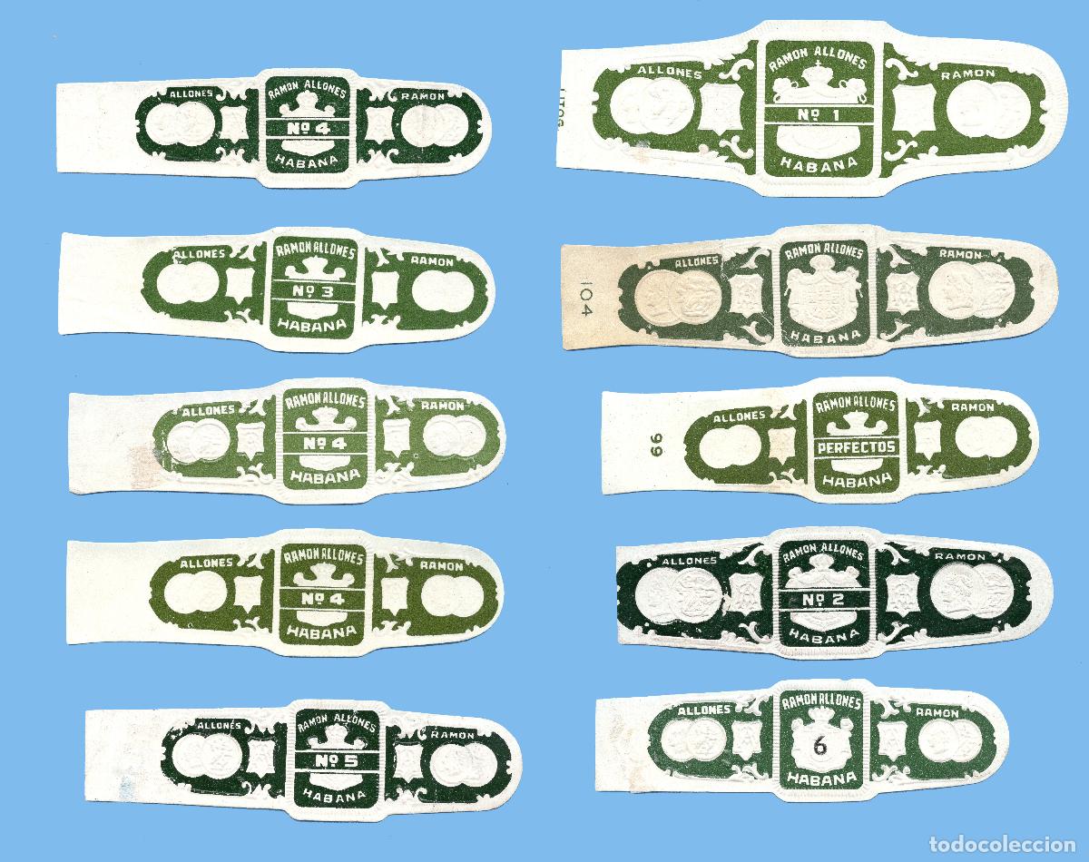 Vitolas de colecci&oacute;n: 10 VITOLAS CUBANAS ANTIGUAS - MARCA RAMON ALLONES - FORMATO T&Iacute;PICO DE LA MARCA