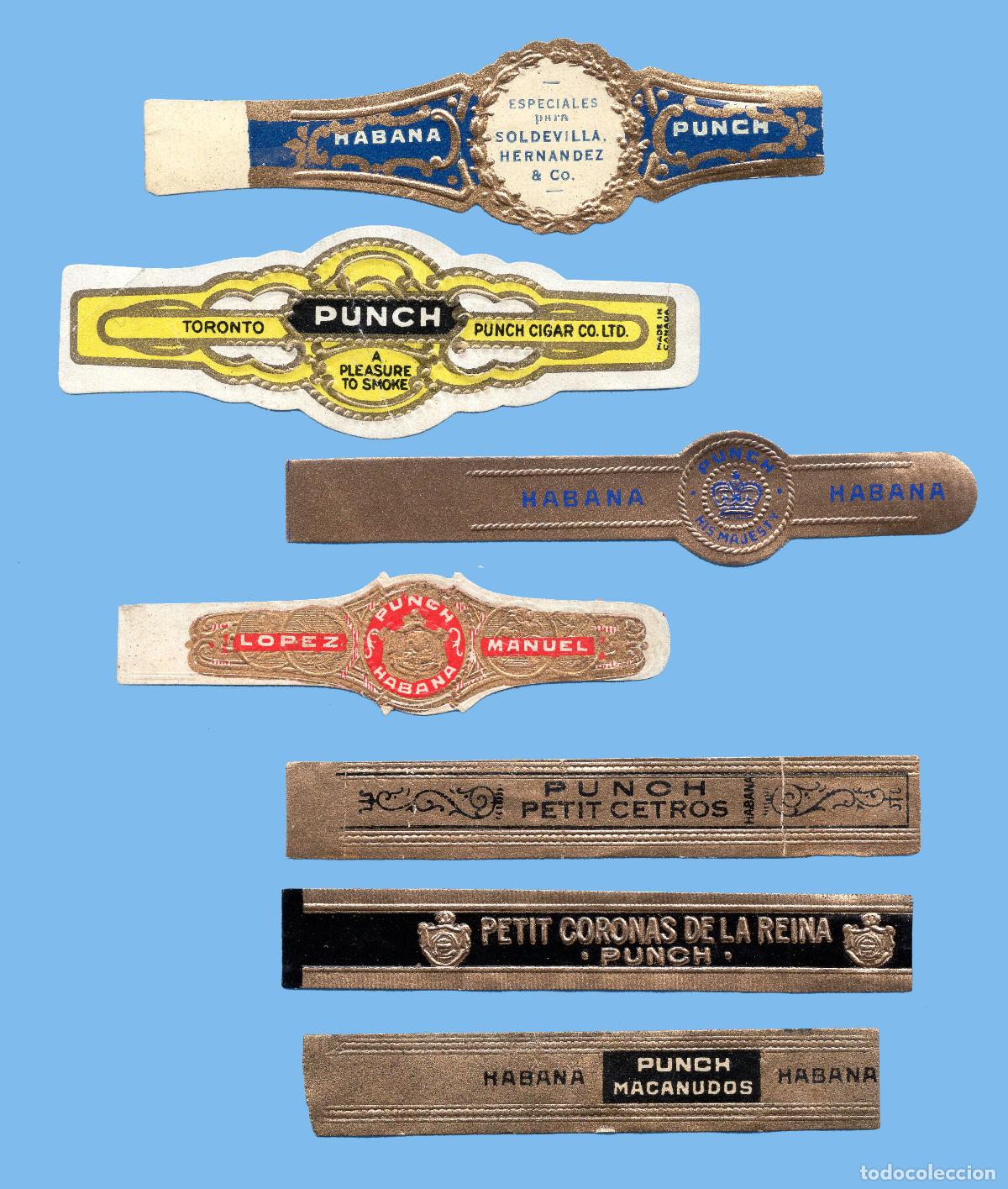 Vitolas de colecci&oacute;n: 7 VITOLAS CUBANAS ANTIGUAS - MARCA PUNCH - MANUEL LOPEZ